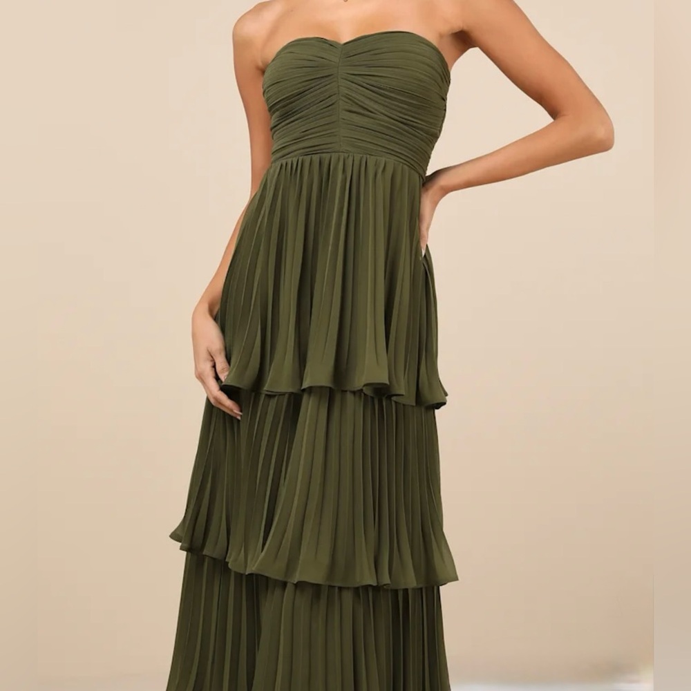 Lulu's Strapless Olive Green Dress